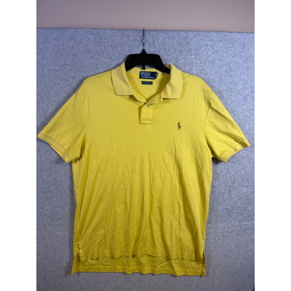 Polo Ralph Lauren Pima Soft Touch Yellow Polo Shirt Large Short Sleeve Pony Logo